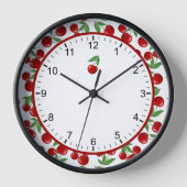 Red Cherries Graphic Retro Style Gerahmt Uhr (Vorderseite)