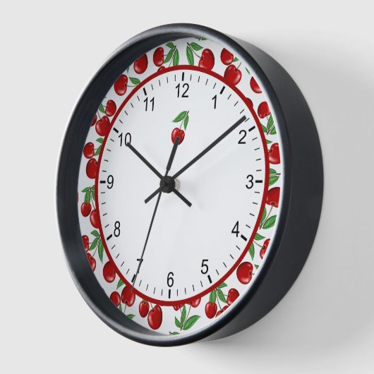 Red Cherries Graphic Retro Style Gerahmt Uhr (Winkel)