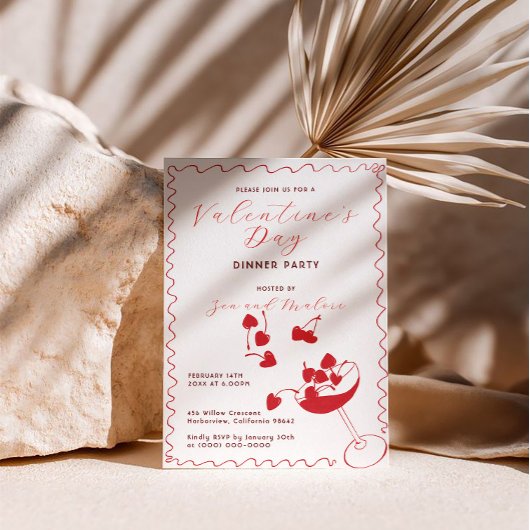 Red Cherries in Martini – Valentine’s Day Party Einladung