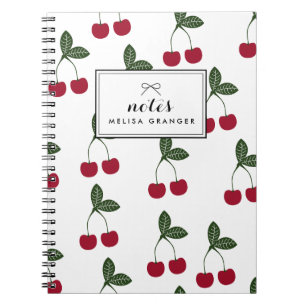 Red Cherries Muster Personalisiertes Notebook Notizblock