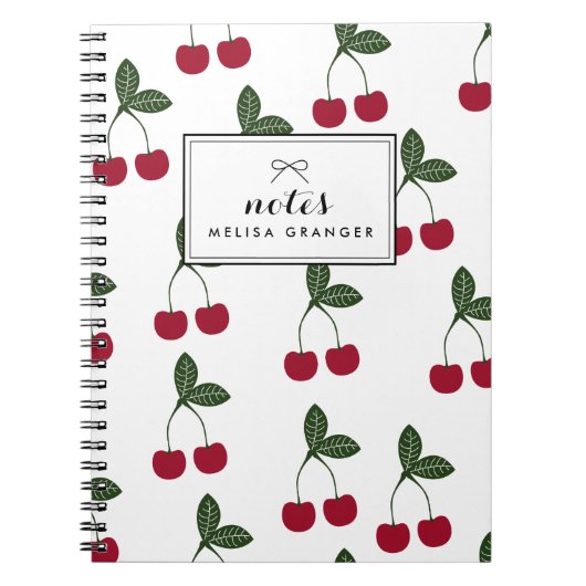Red Cherries Muster Personalisiertes Notebook Notizblock (Vorderseite)