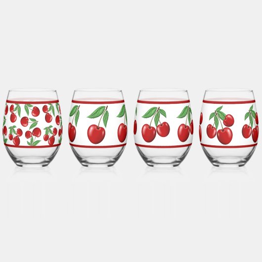 Red Cherries - Muster Weinglas Ohne Stiel (Hinten)