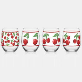 Red Cherries - Muster Weinglas Ohne Stiel
