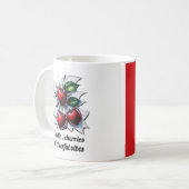 Red Cherries 'n' Cheerful Vibes Trendy Mit Monogra Kaffeetasse (Vorderseite Links)