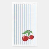Red Cherries on Blue Stripes Fun Retro Design Serviette (Vorderseite)