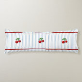 Red Cherries on Blue Stripes Pattern Seitenschläferkissen (Vorderseite)