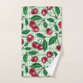 Red cherries on light gingham badhandtuch set (Handtuch)