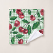 Red cherries on light gingham badhandtuch set (Waschlappen)