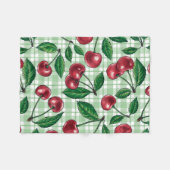 Red cherries on light green gingham fleecedecke (Vorderseite (Horizontal))