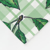 Red cherries on light green gingham fleecedecke (Ecke)