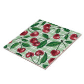 Red cherries on light green gingham fliese (Seite)