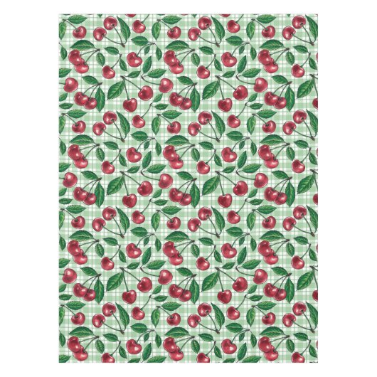 Red cherries on light green gingham tischdecke (Vorderseite)