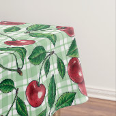 Red cherries on light green gingham tischdecke (Beispiel)