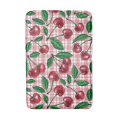 Red cherries on pink gingham badematte (Vorderseite Vertikal)