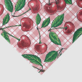 Red cherries on pink gingham seidenpapier (Ausschnitt)