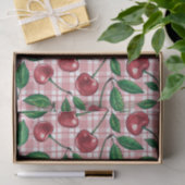 Red cherries on pink gingham seidenpapier (Geschenk)