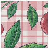 Red cherries on pink gingham stoff (Nahaufnahme)