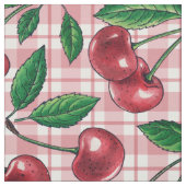Red cherries on pink gingham stoff (Muster)