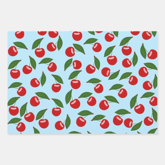 Red Cherries Pattern Geschenkpapier Set (Vorderseite)