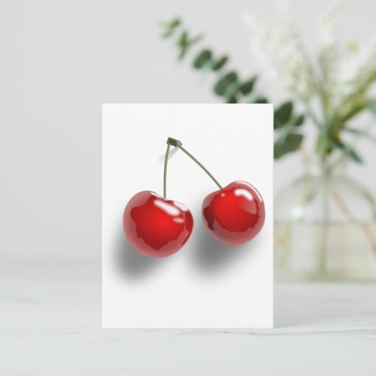 Red Cherries Postkarte (Stehend Vorderseite)