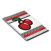 Red Cherries Red Black & White Retro Custom Notizblock (Rechte Seite)