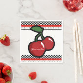 Red Cherries Retro Black & Red Custom Party Serviette (Beispiel)