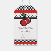 Red Cherries Retro Schwarz-weiß Red Gastgeschenk Geschenkanhänger (Vorderseite)
