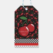 Red Cherries Retro Schwarz-weiß Red Gastgeschenk Geschenkanhänger (Rückseite)