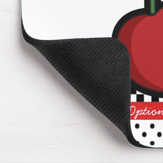 Red Cherries Schwarz-weiß Red Retro Personalisiert Mousepad (Ecke)