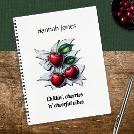Red Cherries Street Art Personalisiert Student Whi Notizblock