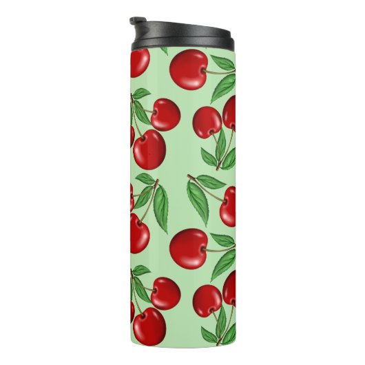 Red Cherries übers Muster nach Maß Thermosbecher (Nach rechts gedreht)