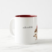 Red Cherry Adorable Hedgehog Zweifarbige Tasse (Vorderseite Links)