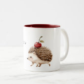 Red Cherry Adorable Hedgehog Zweifarbige Tasse (VorderseiteRechts)