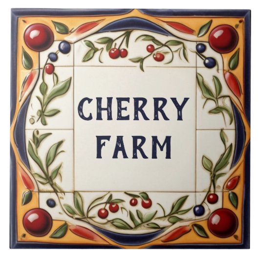 Red Cherry Art Custom House Name Plate Plaque Schi Fliese (Vorderseite)