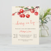 Red Cherry auf Top Baby Girl Dusche Einladung (Stehend Vorderseite)
