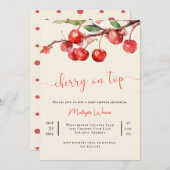 Red Cherry auf Top Baby Girl Dusche Einladung (Vorne/Hinten)