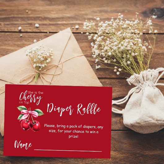 Red Cherry auf Top Bow Baby Duwer Windelwanne Begleitkarte