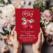 Red Cherry auf Top Coquette Pink Bow Baby Dusche Einladung