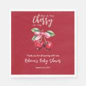 Red Cherry auf Top Coquette Pink Bow Baby Dusche Serviette (Vorderseite)