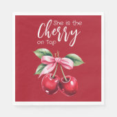Red Cherry auf Top Coquette Pink Bow Baby Dusche Serviette (Vorderseite)