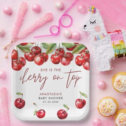Red Cherry Baby Dusche Pappteller (Party)