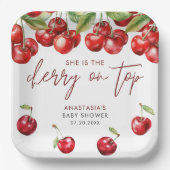 Red Cherry Baby Dusche Pappteller (Vorderseite)