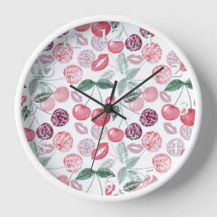 Red cherry berry fruit stylish uhr
