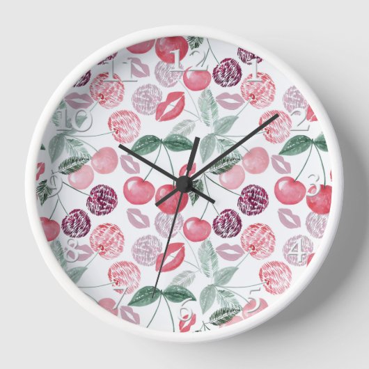 Red cherry berry fruit stylish uhr (Vorderseite)