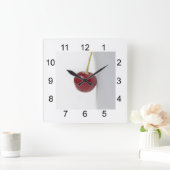 Red Cherry Berry Quadratische Wanduhr (Zuhause)