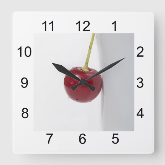 Red Cherry Berry Quadratische Wanduhr (Vorderseite)