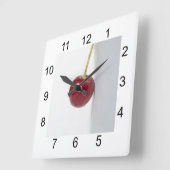 Red Cherry Berry Quadratische Wanduhr (Winkel)