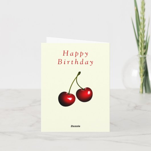 Red Cherry Birthday Card Karte (Rückseite)