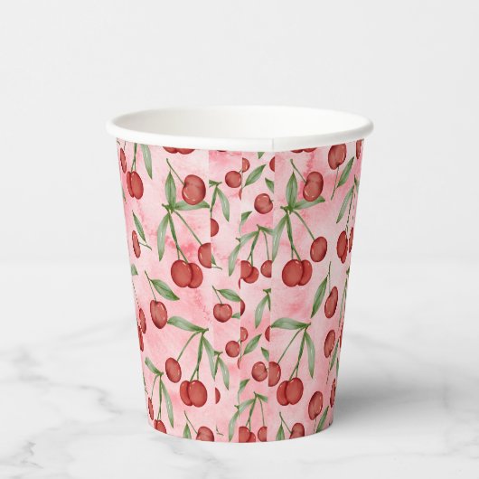 Red Cherry Birthday Paper Cup Pappbecher (Rechts)
