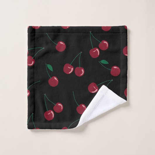 Red Cherry Black Badhandtuch Set (Waschlappen)